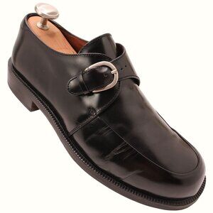 Cole Haan Mens 10D Black Leather Monk Strap Loafers Buckle Dress Shoes Slip-ons